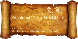 Kecskeméthy Miklós névjegykártya